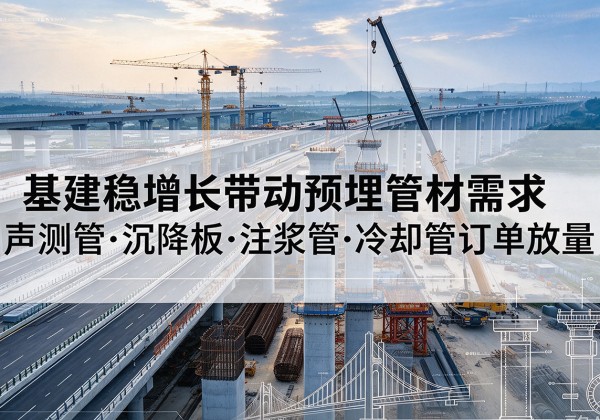 错那基建稳增长带动预埋监测管材需求，声测管、沉降板、注浆管订单持续放量